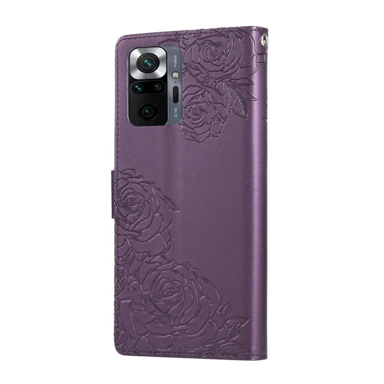 For Redmi Note 10 Pro / 10 Pro Max Rose Flower Embossed 3-Card Slots Leather Phone Case