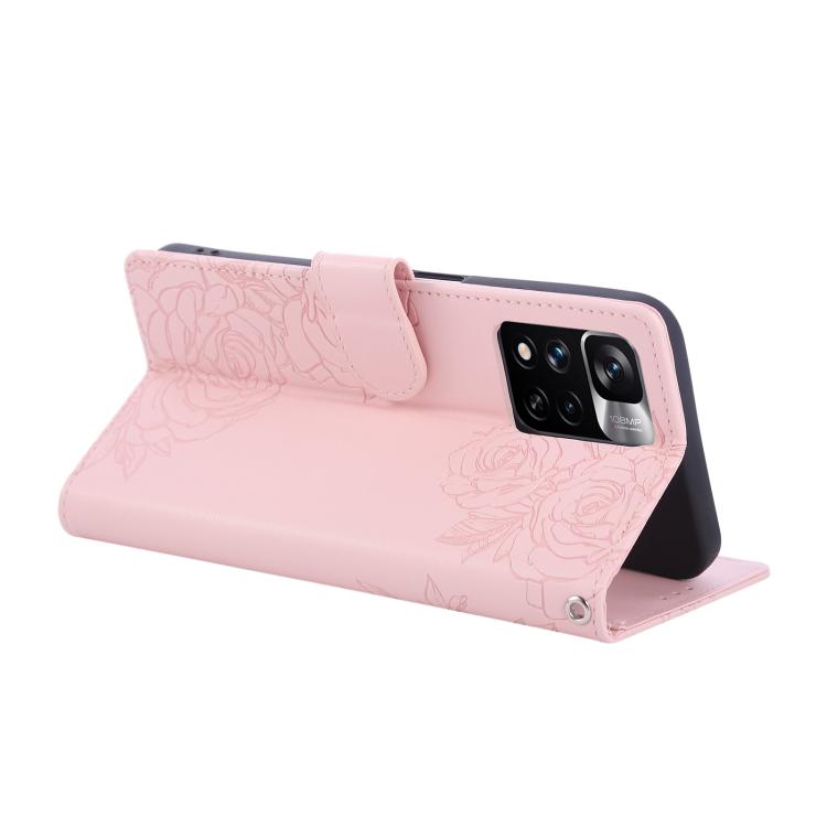 For Redmi Note 11 Pro+ Rose Flower Embossed 3-Card Slots Leather Phone Case