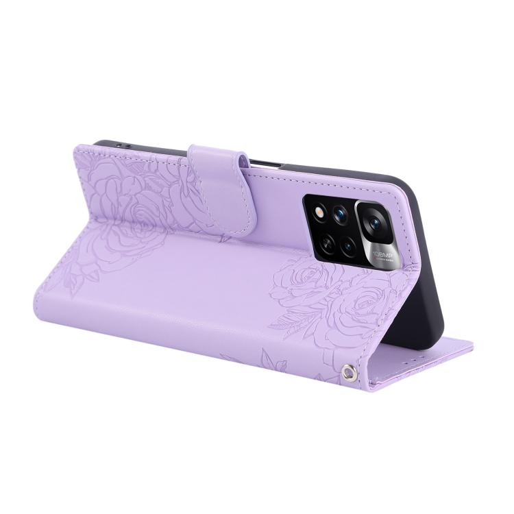 For Redmi Note 11 Pro+ Rose Flower Embossed 3-Card Slots Leather Phone Case