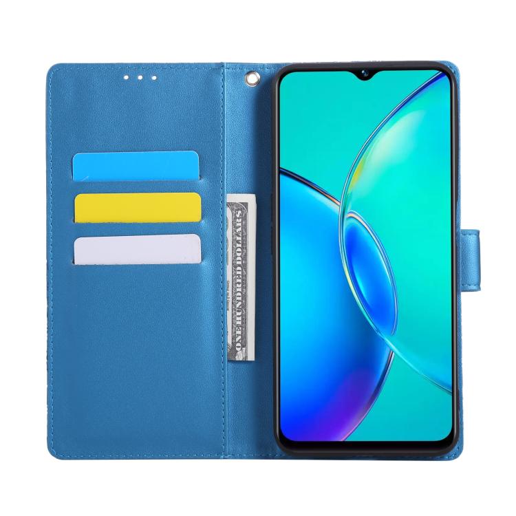 For Redmi 9T / Note 9 Power Rose Flower Embossed 3-Card Slots Leather Phone Case