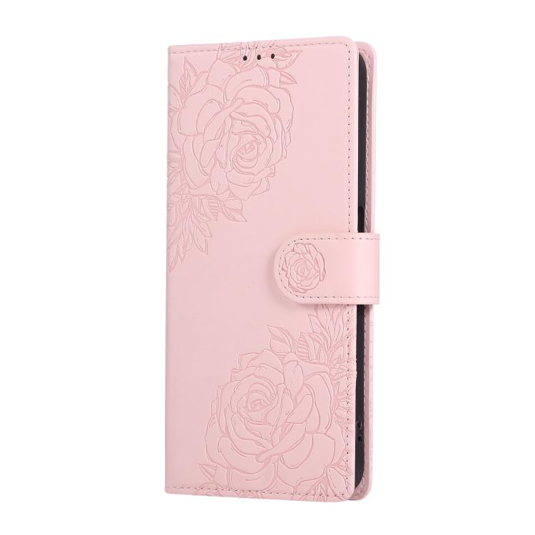 For Redmi 9T / Note 9 Power Rose Flower Embossed 3-Card Slots Leather Phone Case