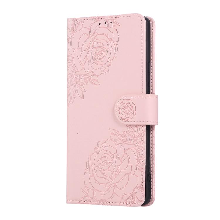 For Redmi 14C 4G Rose Flower Embossed 3-Card Slots Leather Phone Case