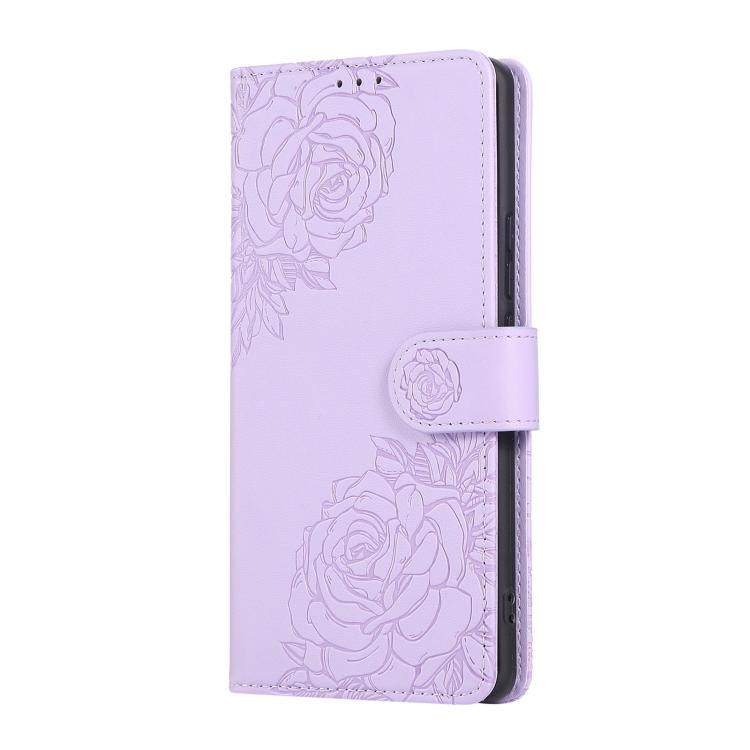 For Redmi 14C 4G Rose Flower Embossed 3-Card Slots Leather Phone Case