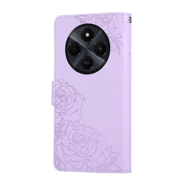 For Redmi 14C 4G Rose Flower Embossed 3-Card Slots Leather Phone Case