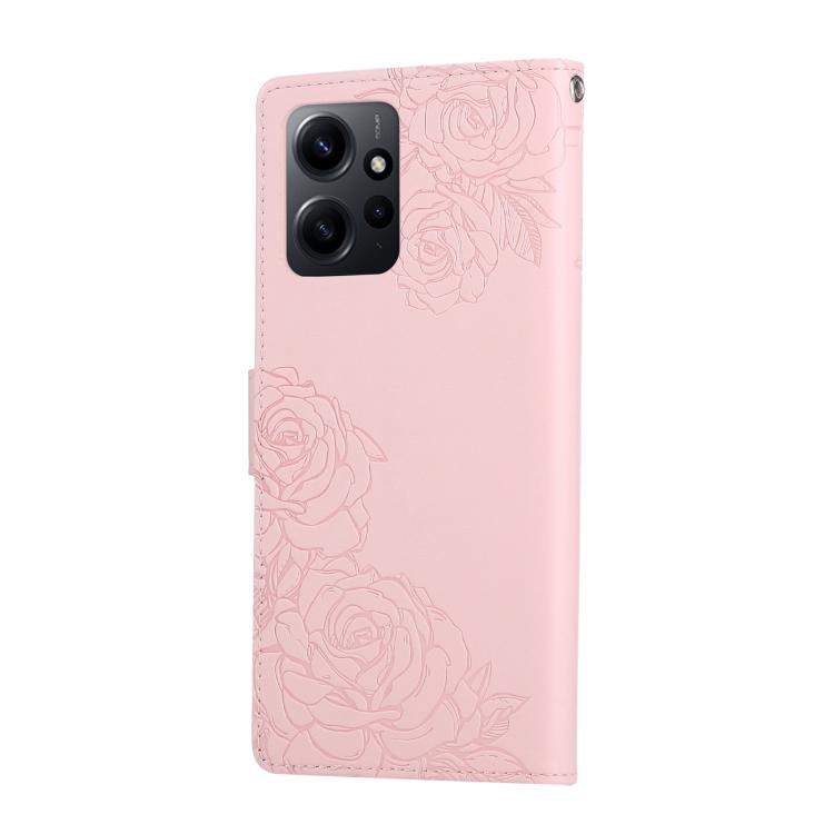 For Redmi Note 12 4G Global Rose Flower Embossed 3-Card Slots Leather Phone Case