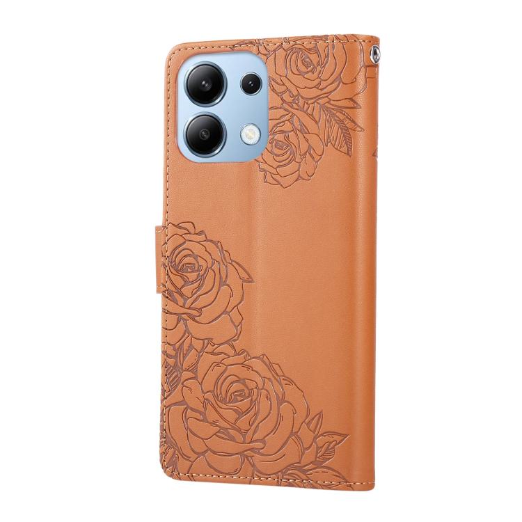 For Redmi Note 13 4G Global Rose Flower Embossed 3-Card Slots Leather Phone Case