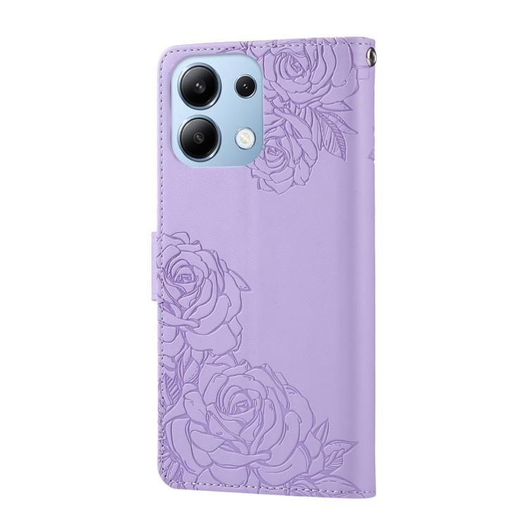 For Redmi Note 13 4G Global Rose Flower Embossed 3-Card Slots Leather Phone Case