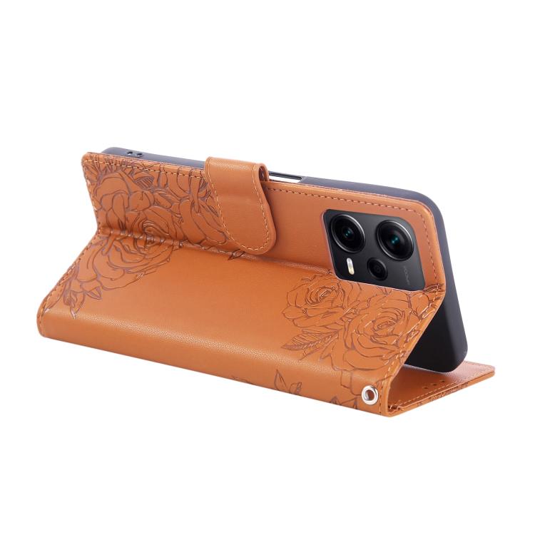 For Redmi Note 12 Pro+ Rose Flower Embossed 3-Card Slots Leather Phone Case