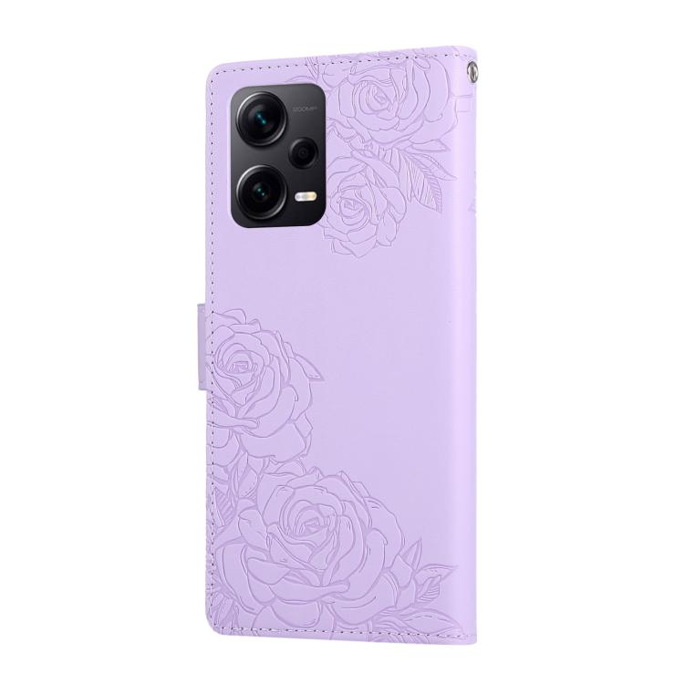 For Redmi Note 12 Pro+ Rose Flower Embossed 3-Card Slots Leather Phone Case