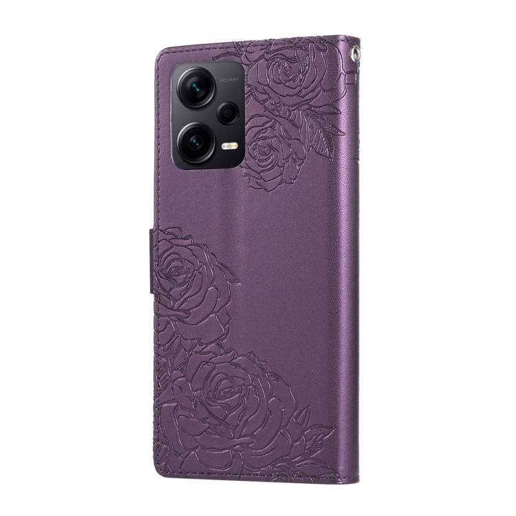 For Redmi Note 12 Pro+ Rose Flower Embossed 3-Card Slots Leather Phone Case