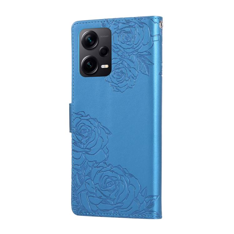 For Redmi Note 12 Pro 5G Rose Flower Embossed 3-Card Slots Leather Phone Case