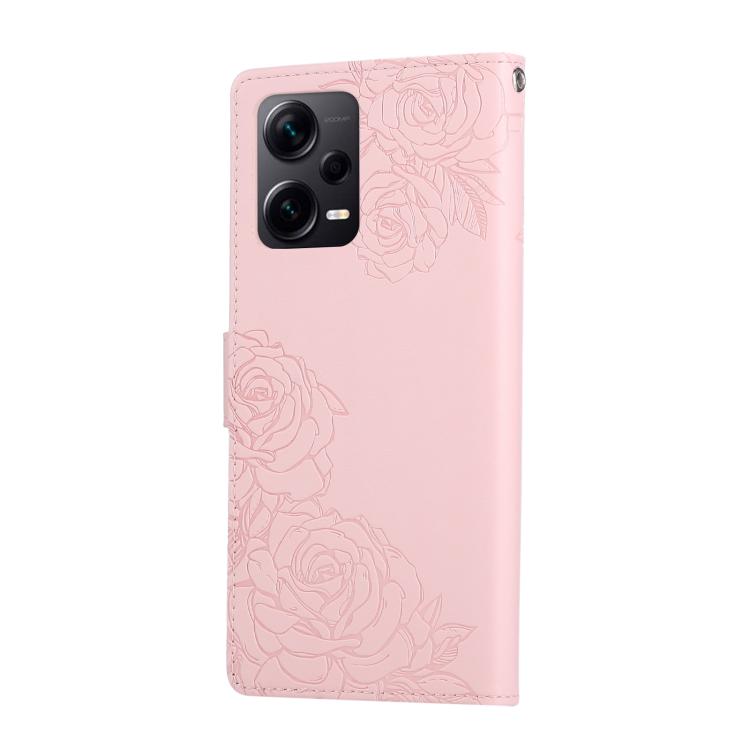 For Redmi Note 12 Pro 5G Rose Flower Embossed 3-Card Slots Leather Phone Case