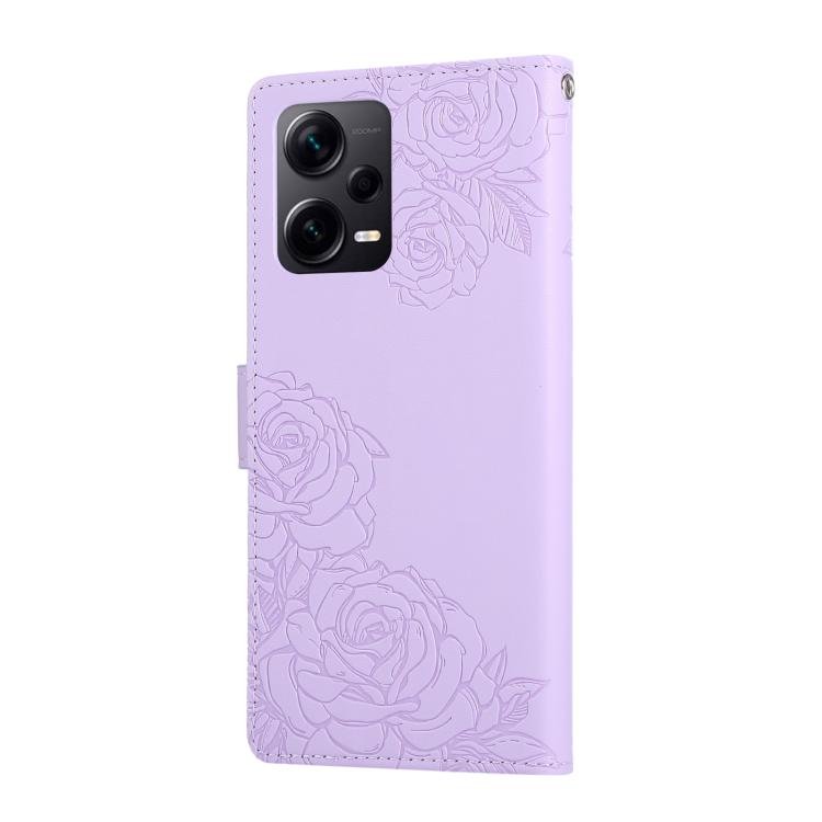 For Redmi Note 12 Pro 5G Rose Flower Embossed 3-Card Slots Leather Phone Case