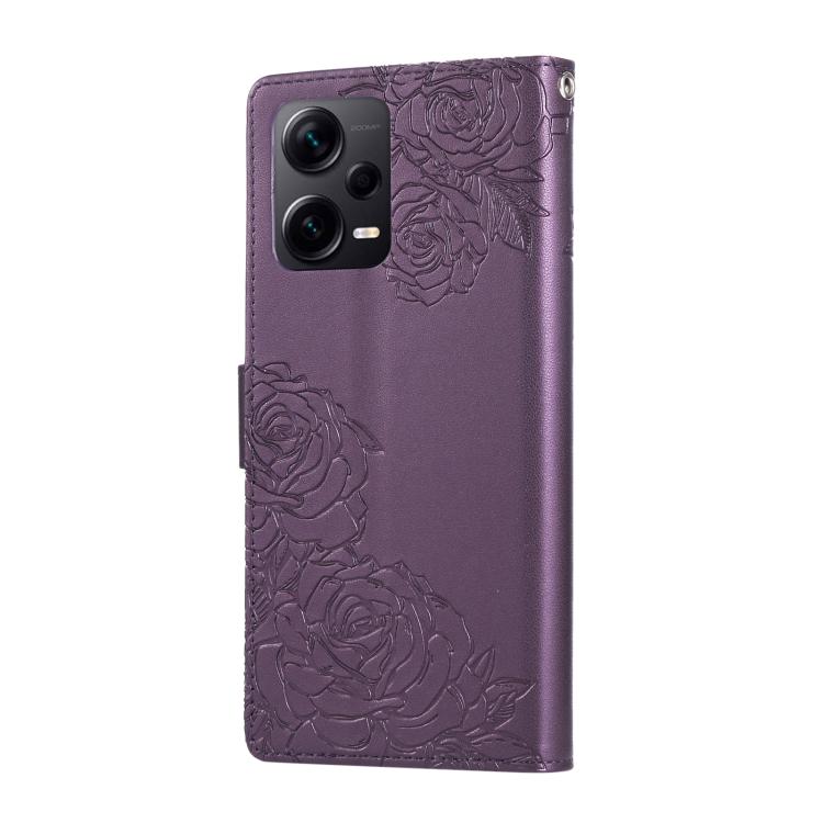 For Redmi Note 12 Pro 5G Rose Flower Embossed 3-Card Slots Leather Phone Case