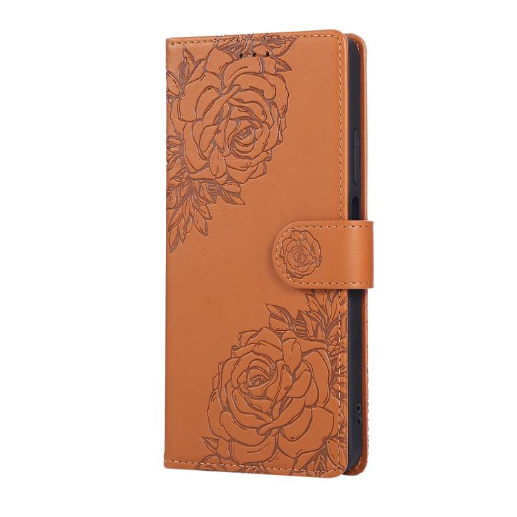 For Realme C65 4G Global Rose Flower Embossed 3-Card Slots Leather Phone Case