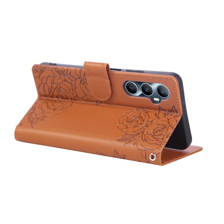 For Realme C65 4G Global Rose Flower Embossed 3-Card Slots Leather Phone Case