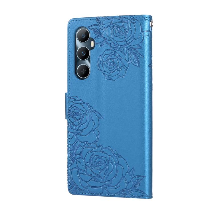 For Realme C65 4G Global Rose Flower Embossed 3-Card Slots Leather Phone Case