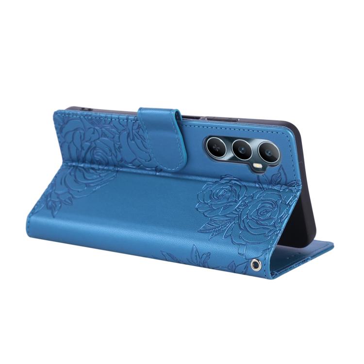 For Realme C65 4G Global Rose Flower Embossed 3-Card Slots Leather Phone Case