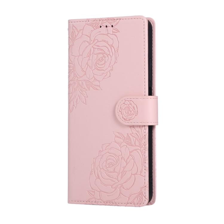 For Realme C65 4G Global Rose Flower Embossed 3-Card Slots Leather Phone Case