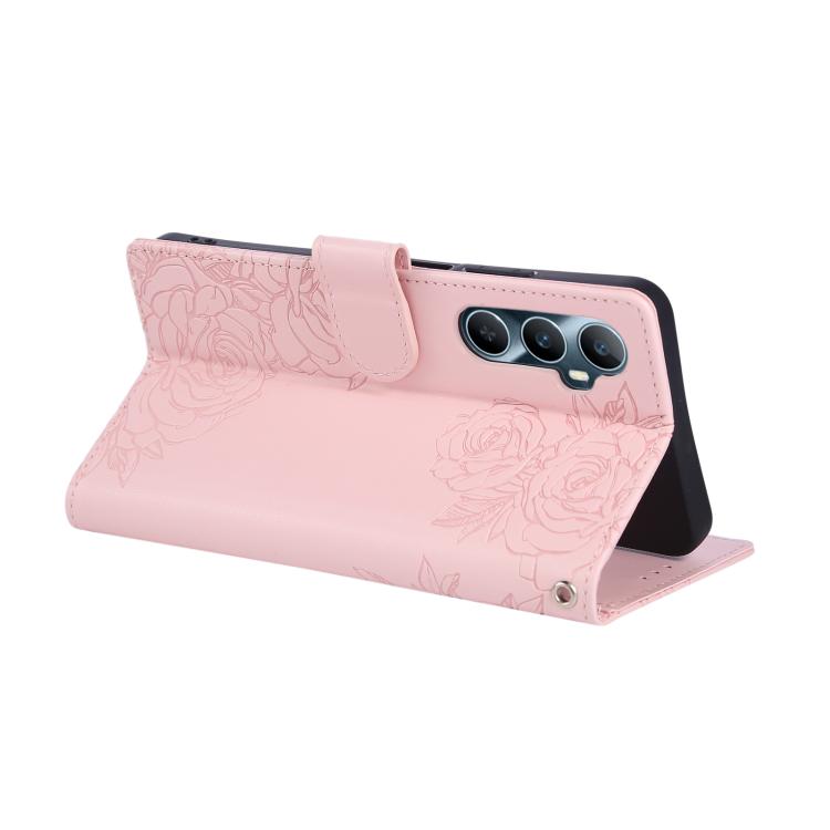 For Realme C65 4G Global Rose Flower Embossed 3-Card Slots Leather Phone Case