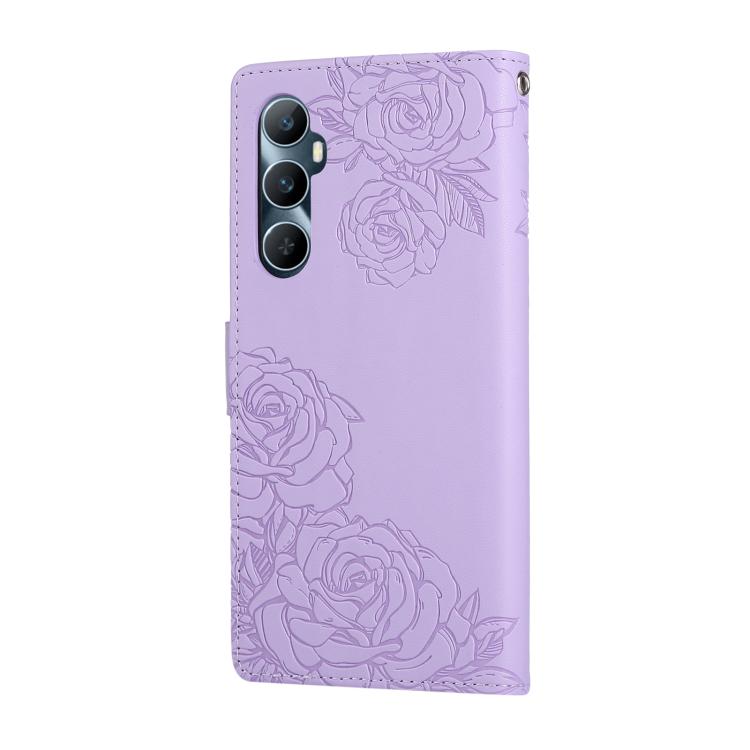 For Realme C65 4G Global Rose Flower Embossed 3-Card Slots Leather Phone Case
