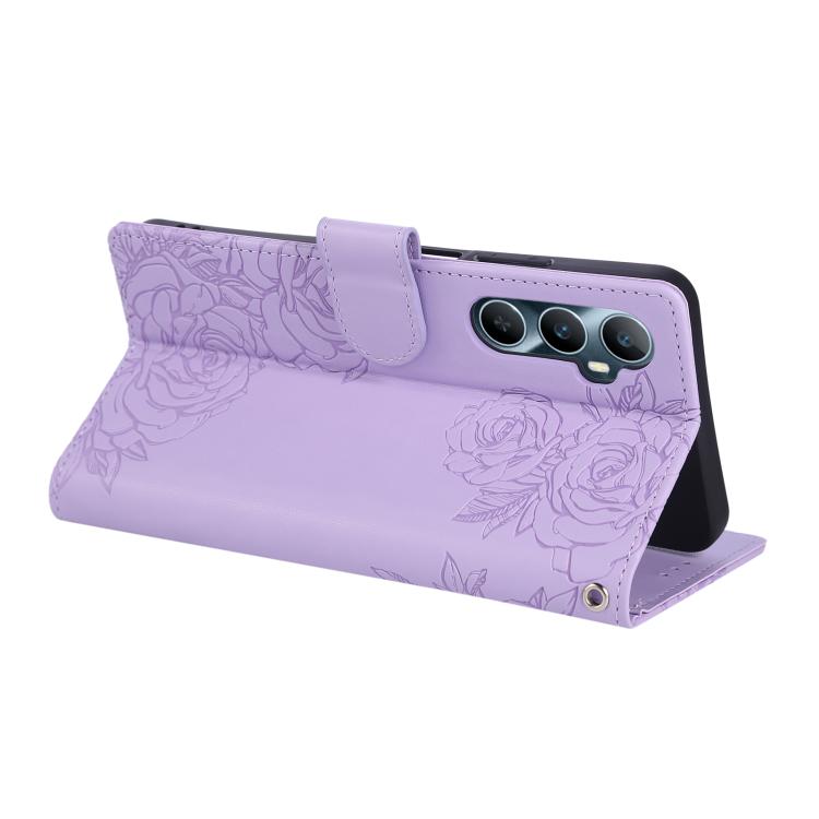 For Realme C65 4G Global Rose Flower Embossed 3-Card Slots Leather Phone Case