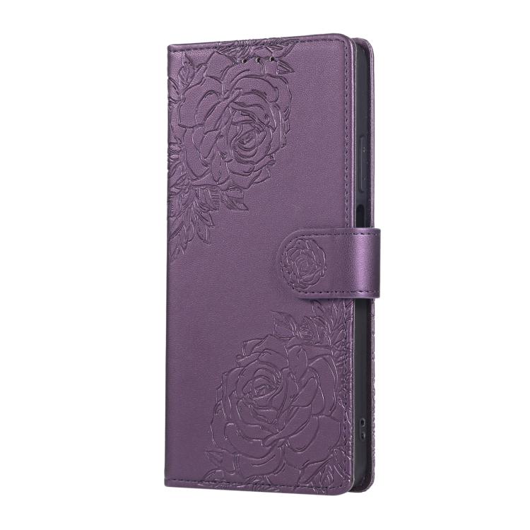 For Realme C65 4G Global Rose Flower Embossed 3-Card Slots Leather Phone Case