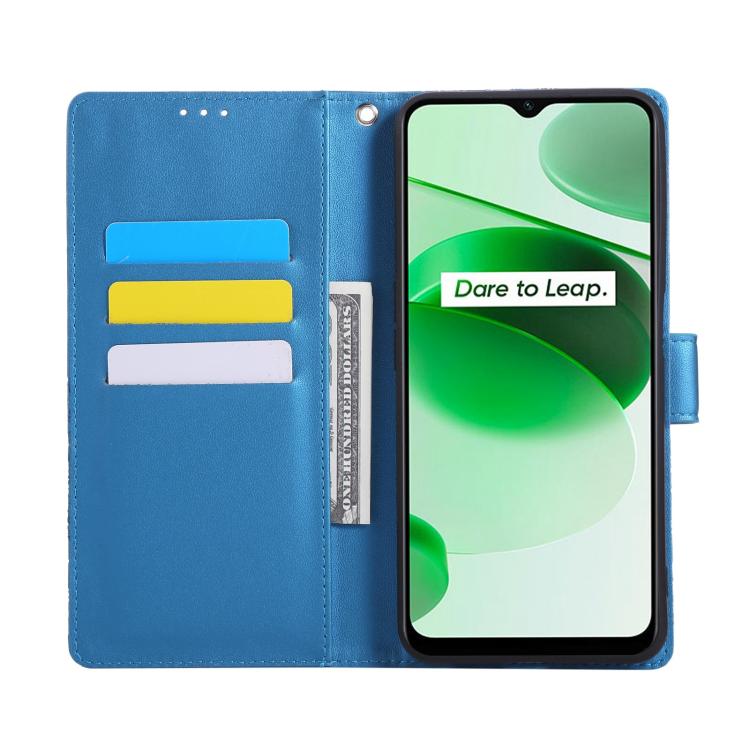 For Realme C35 4G Global Rose Flower Embossed 3-Card Slots Leather Phone Case