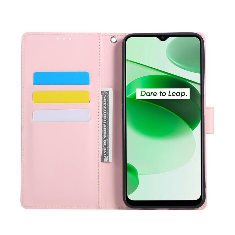 For Realme C35 4G Global Rose Flower Embossed 3-Card Slots Leather Phone Case
