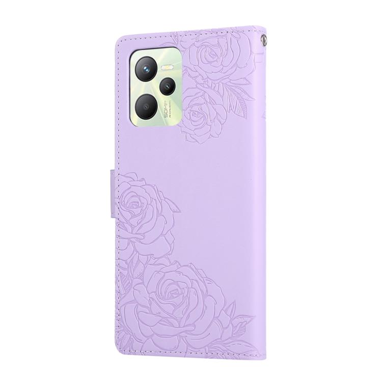 For Realme C35 4G Global Rose Flower Embossed 3-Card Slots Leather Phone Case