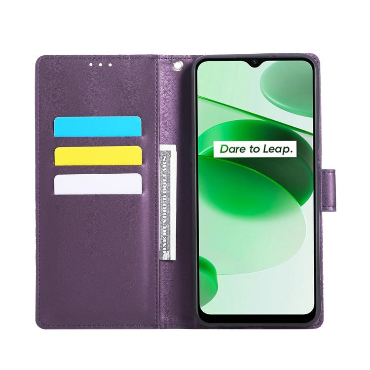 For Realme C35 4G Global Rose Flower Embossed 3-Card Slots Leather Phone Case