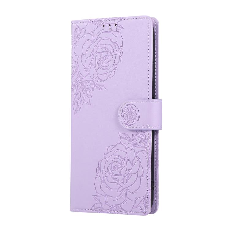 For Realme C25 / C12 / C15 Rose Flower Embossed 3-Card Slots Leather Phone Case