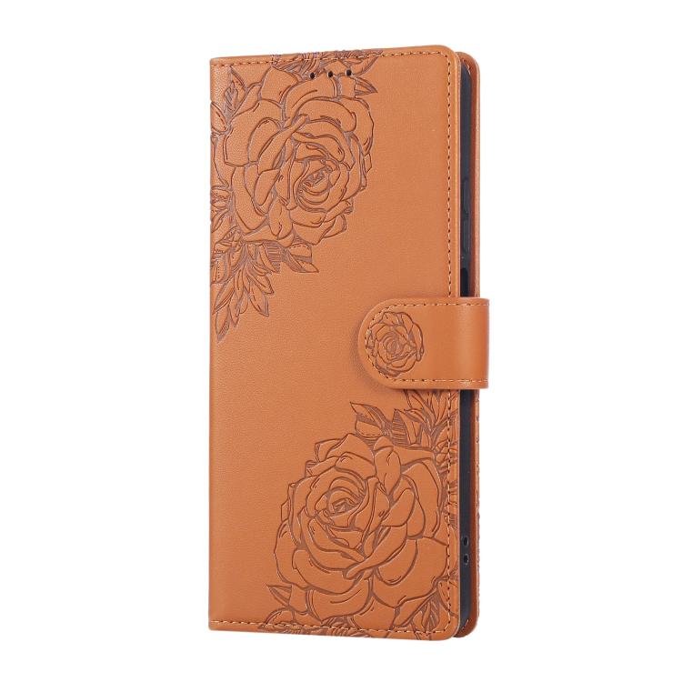 For Realme C55 Rose Flower Embossed 3-Card Slots Leather Phone Case