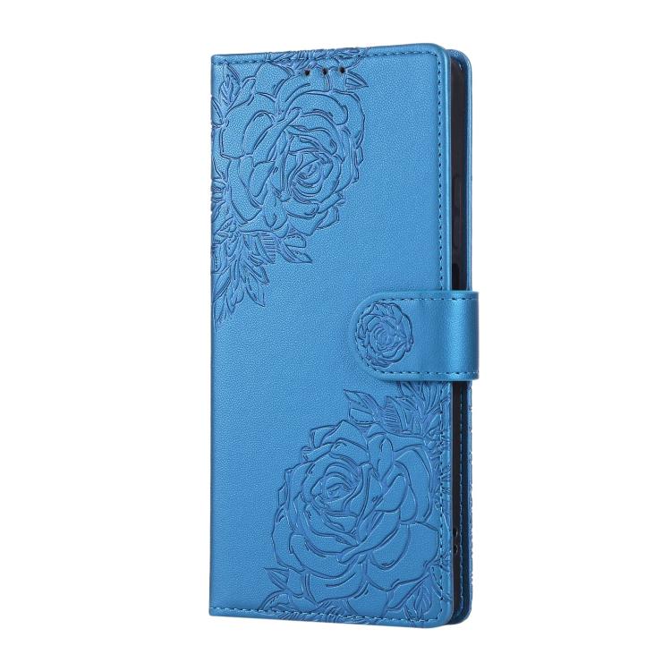 For Realme C55 Rose Flower Embossed 3-Card Slots Leather Phone Case
