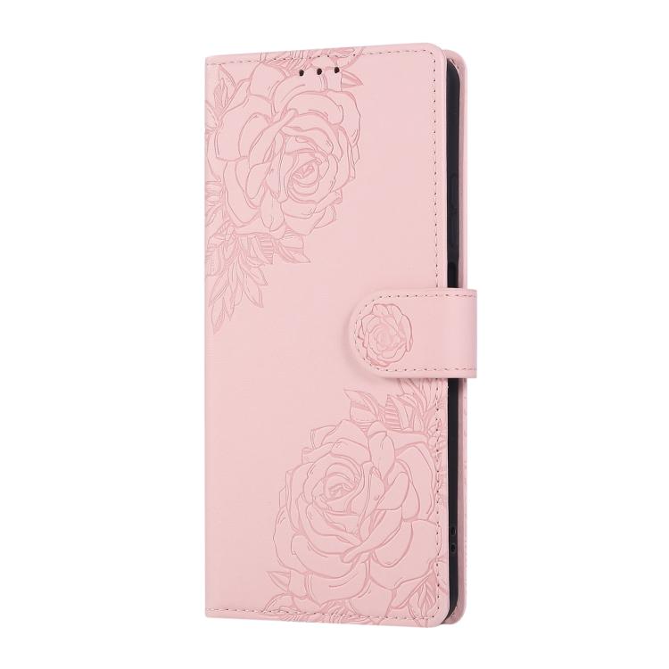 For Realme C55 Rose Flower Embossed 3-Card Slots Leather Phone Case