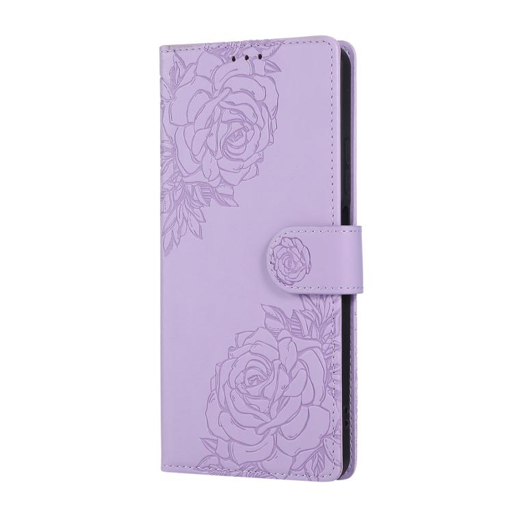 For Realme C55 Rose Flower Embossed 3-Card Slots Leather Phone Case