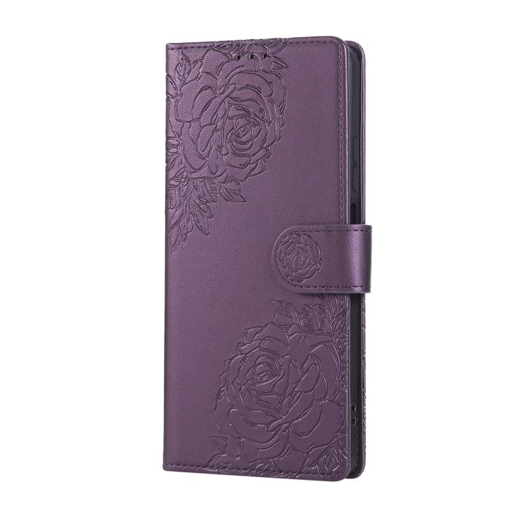 For Realme C55 Rose Flower Embossed 3-Card Slots Leather Phone Case