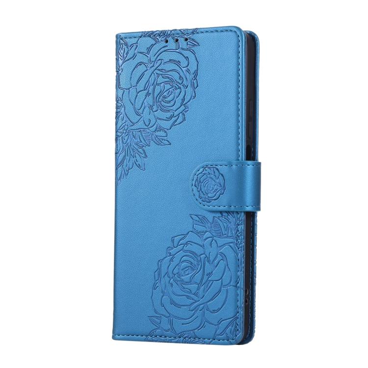For Realme 10 Pro 5G Rose Flower Embossed 3-Card Slots Leather Phone Case