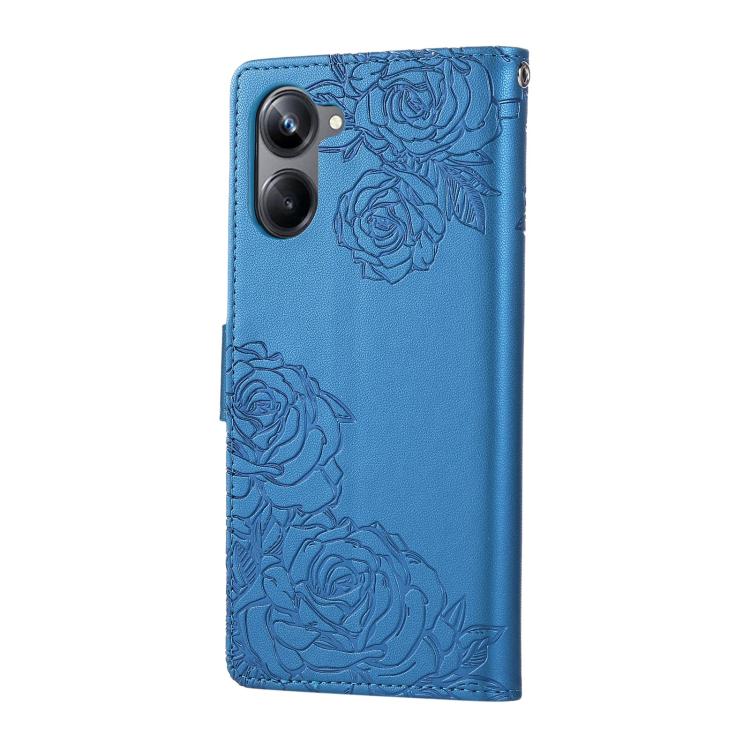 For Realme 10 Pro 5G Rose Flower Embossed 3-Card Slots Leather Phone Case