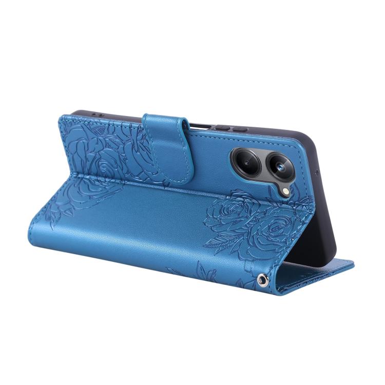 For Realme 10 Pro 5G Rose Flower Embossed 3-Card Slots Leather Phone Case