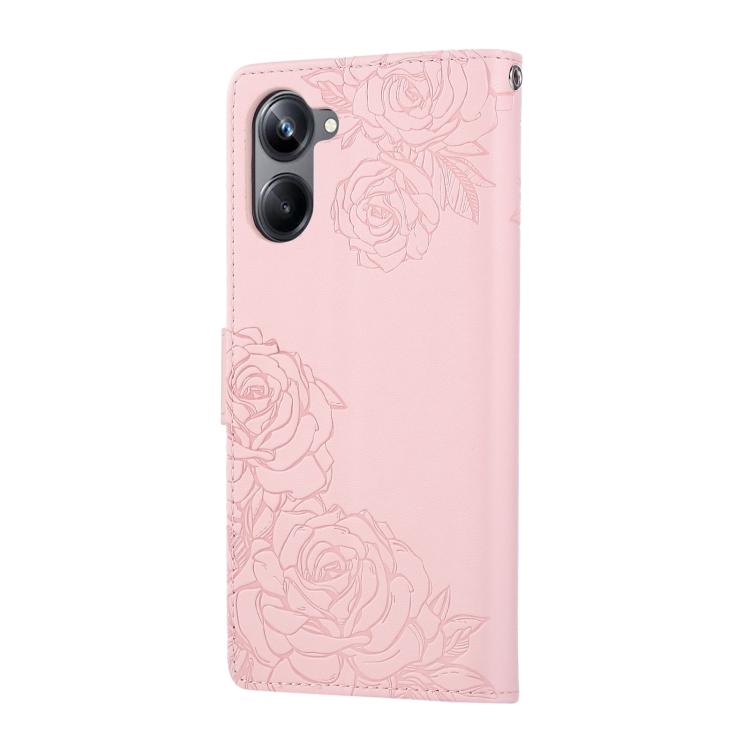 For Realme 10 Pro 5G Rose Flower Embossed 3-Card Slots Leather Phone Case