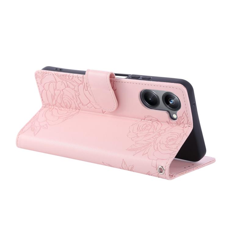 For Realme 10 Pro 5G Rose Flower Embossed 3-Card Slots Leather Phone Case
