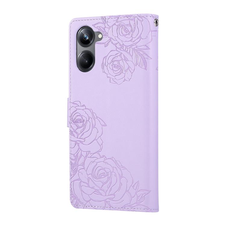 For Realme 10 Pro 5G Rose Flower Embossed 3-Card Slots Leather Phone Case