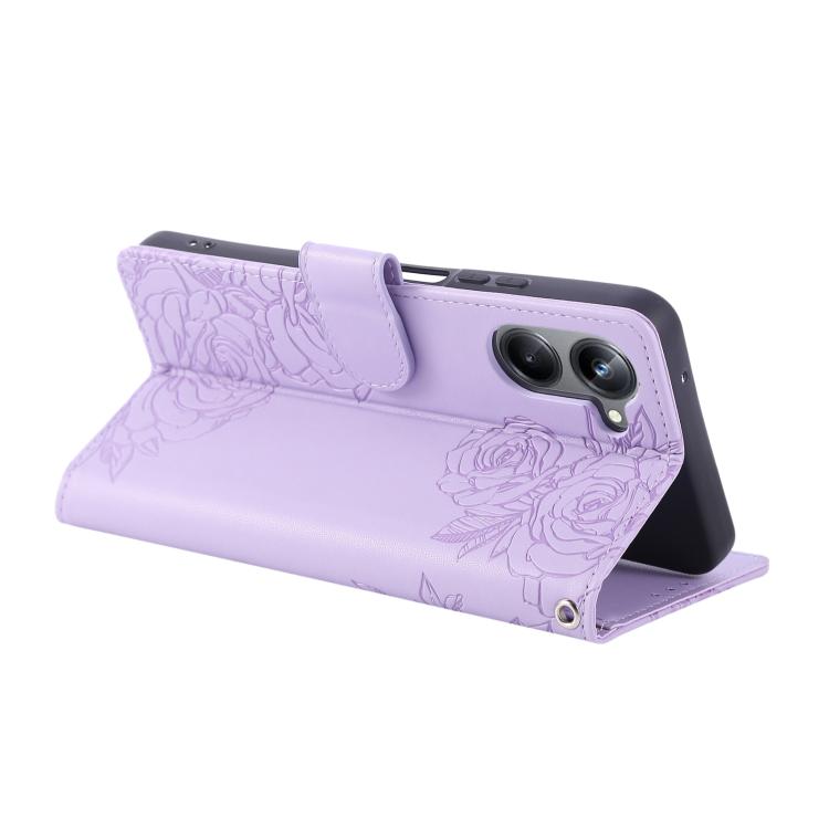 For Realme 10 Pro 5G Rose Flower Embossed 3-Card Slots Leather Phone Case