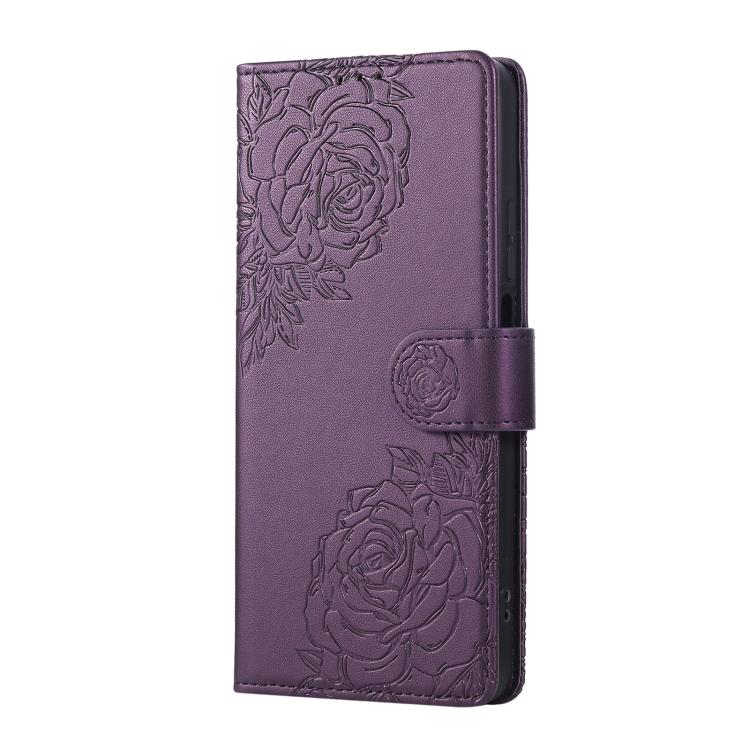 For Realme 10 Pro 5G Rose Flower Embossed 3-Card Slots Leather Phone Case