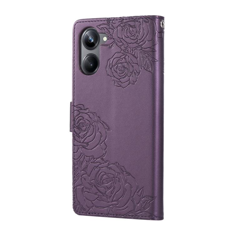 For Realme 10 Pro 5G Rose Flower Embossed 3-Card Slots Leather Phone Case