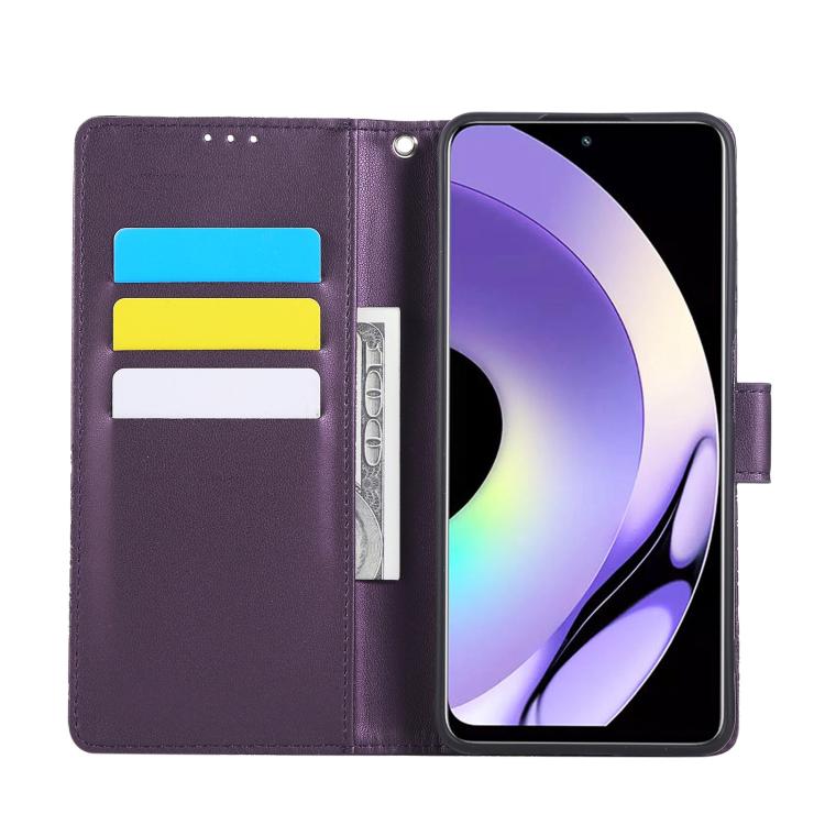 For Realme 10 Pro 5G Rose Flower Embossed 3-Card Slots Leather Phone Case
