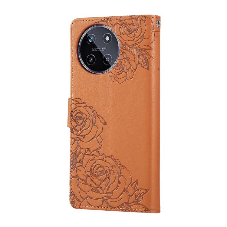 For Realme 11 4G Global Rose Flower Embossed 3-Card Slots Leather Phone Case
