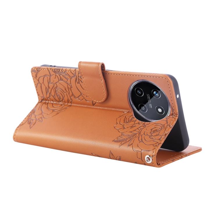 For Realme 11 4G Global Rose Flower Embossed 3-Card Slots Leather Phone Case