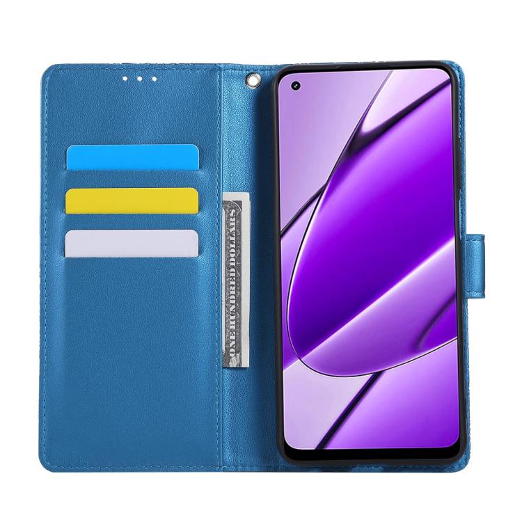 For Realme 11 4G Global Rose Flower Embossed 3-Card Slots Leather Phone Case